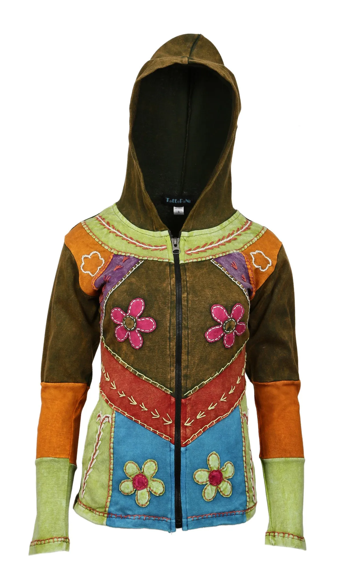 ladies-multicoloured-cotton-jacket-with-hood-and-side-pocket-chhirbire