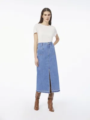 Le Bardot Midi Skirt Raw Hem -- Margolis