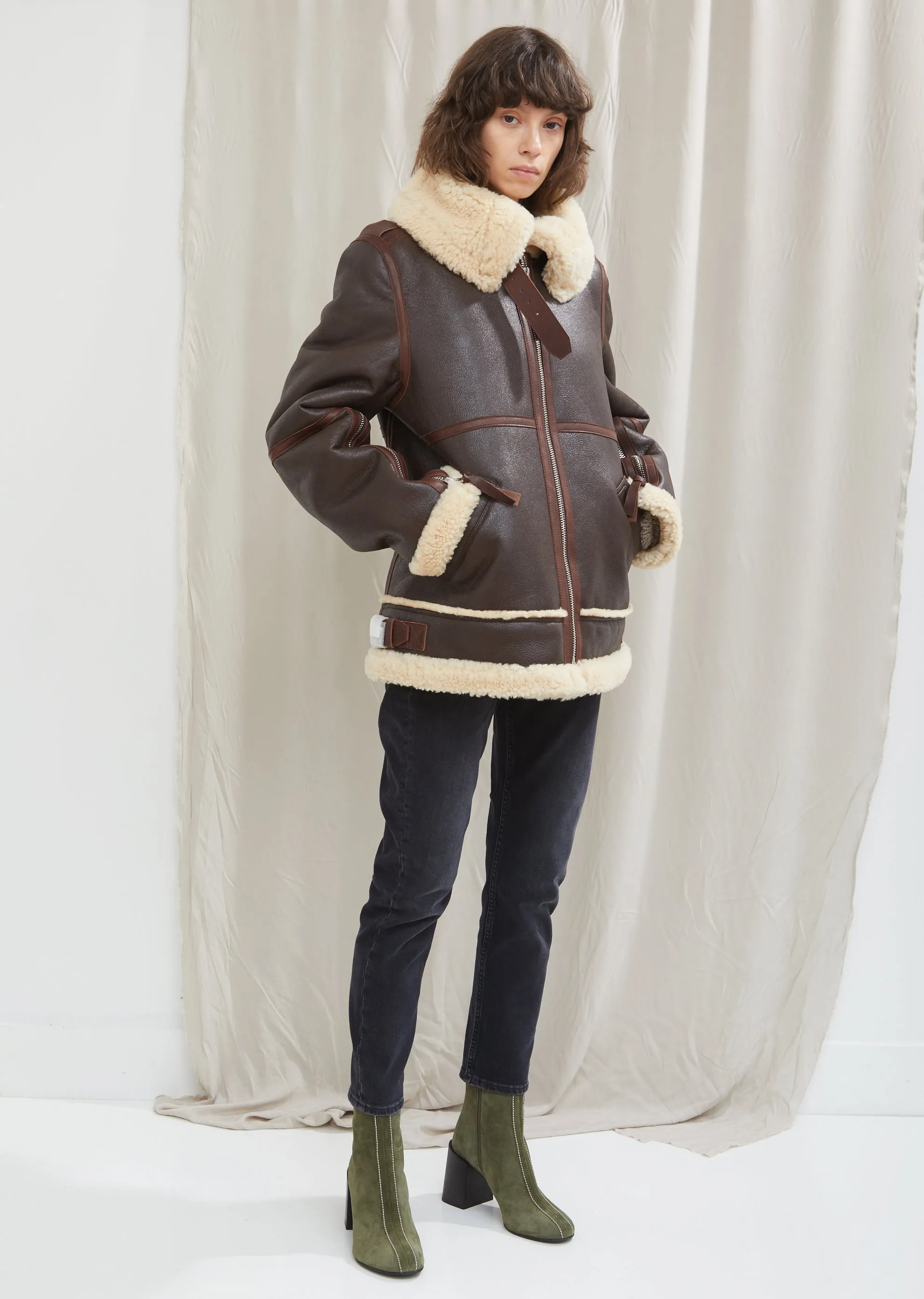 Leather and Shearling Velocité Jacket