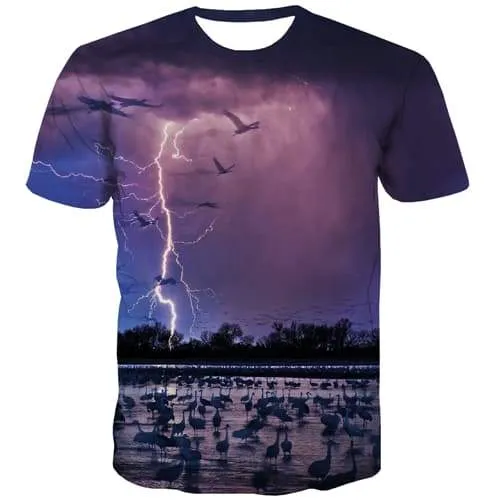 Lightning T-shirt Men Animal Tshirts Novelty Harajuku T-shirts Graphic Nebula Shirt Print