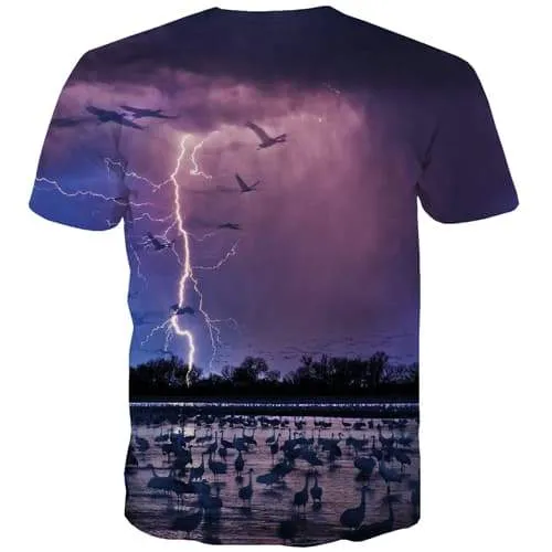 Lightning T-shirt Men Animal Tshirts Novelty Harajuku T-shirts Graphic Nebula Shirt Print