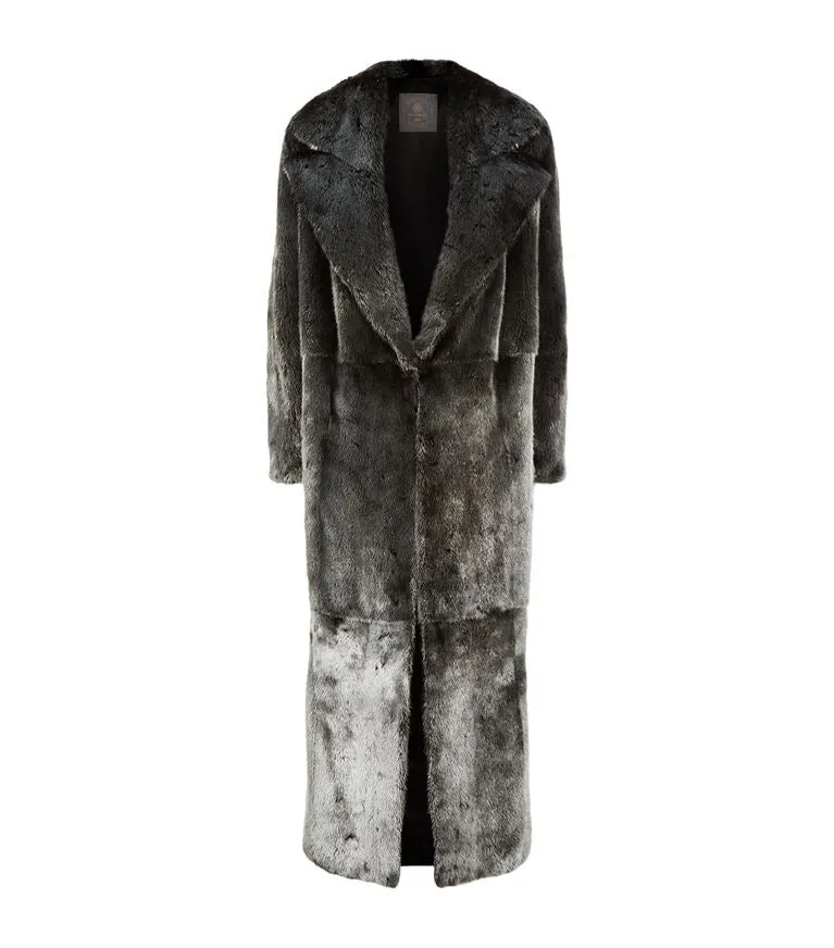 Long Silvered Mink Fur Coat