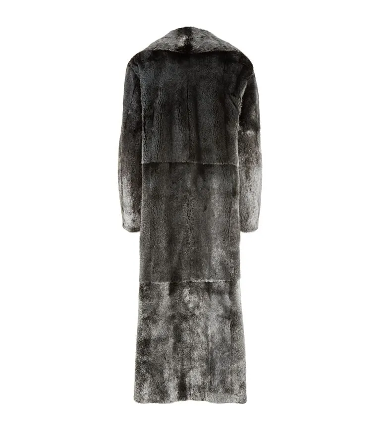 Long Silvered Mink Fur Coat