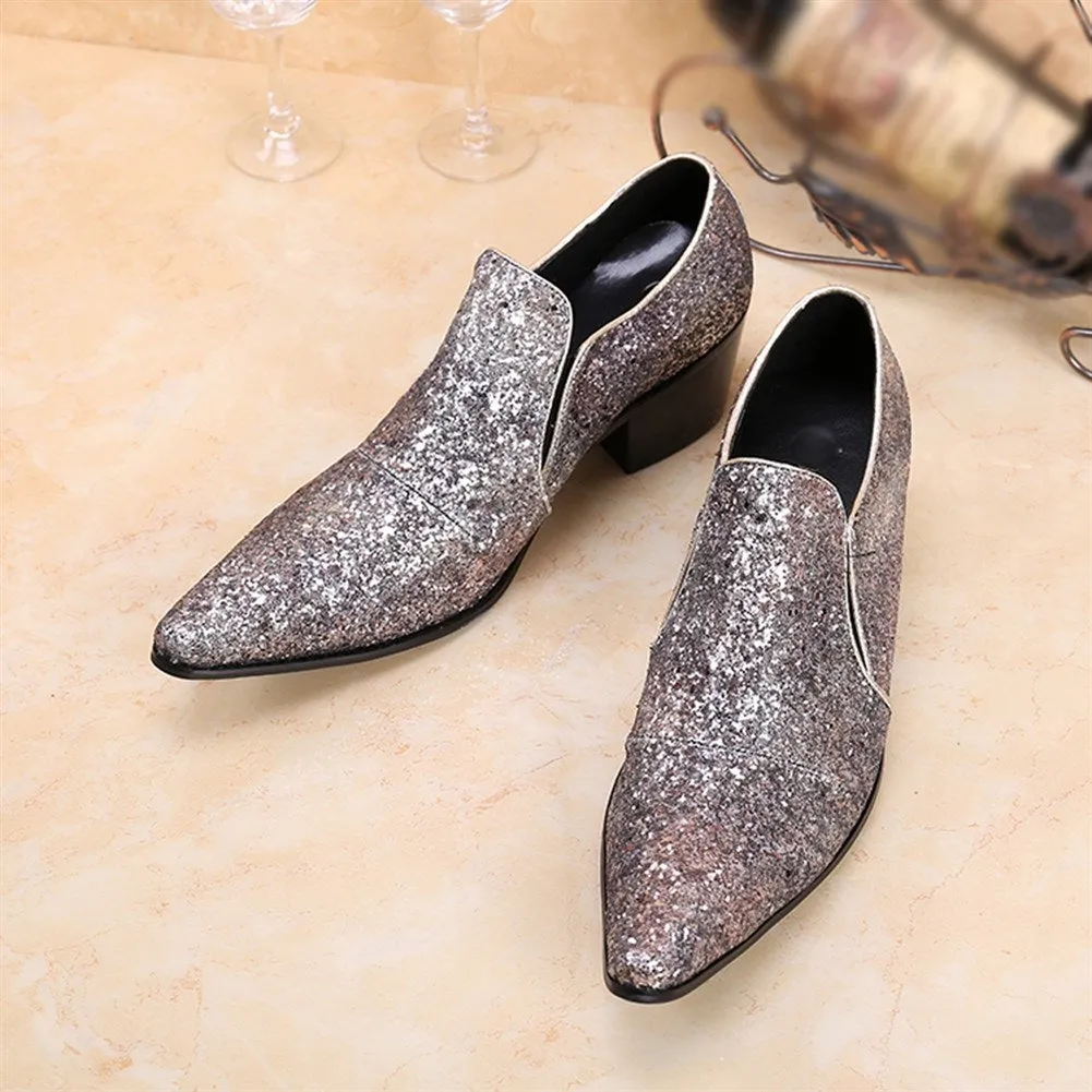 Low Top Slip on 5cm Heel Men Oxford Shoes