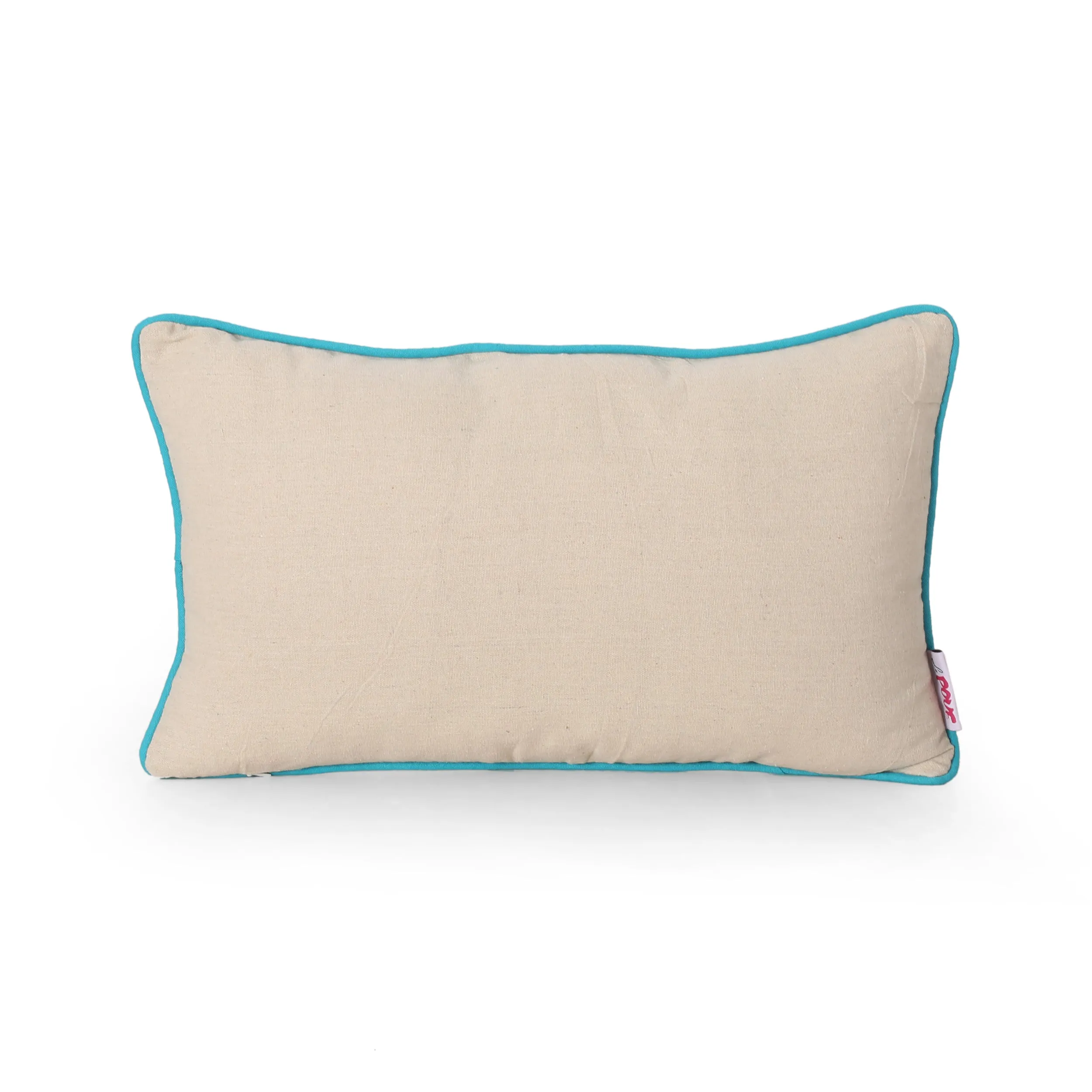 Maggie Fabric Pillow Cover, Teal and Natural