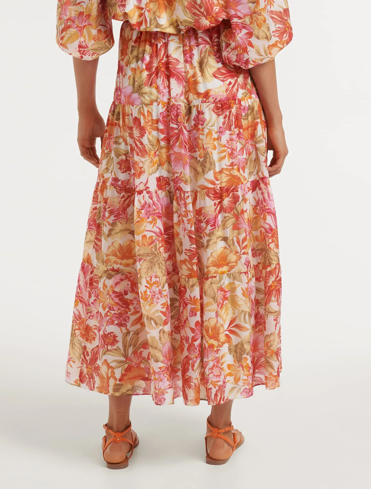 Maia Tiered Belted Midi Skirt