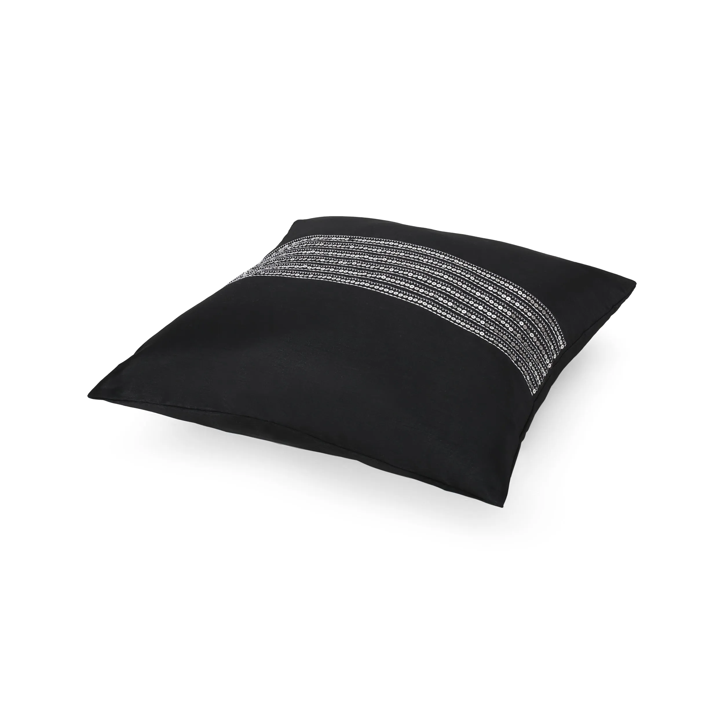 Maria Modern Fabric Throw Pillow Cover, Black