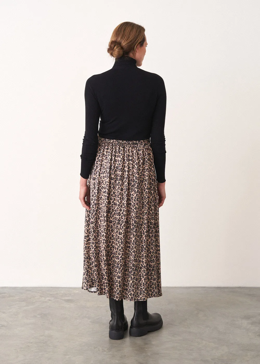 MARTHA LEOPARD PRINT SATIN SKIRT