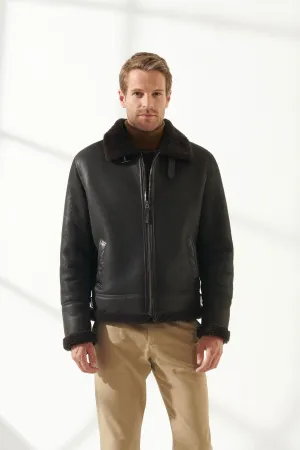 Men Aviator Brown Shearling Jacket