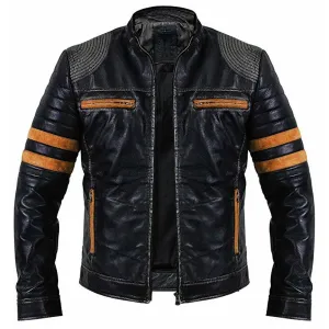 Men Vintage Distressed Biker Leather Jacket