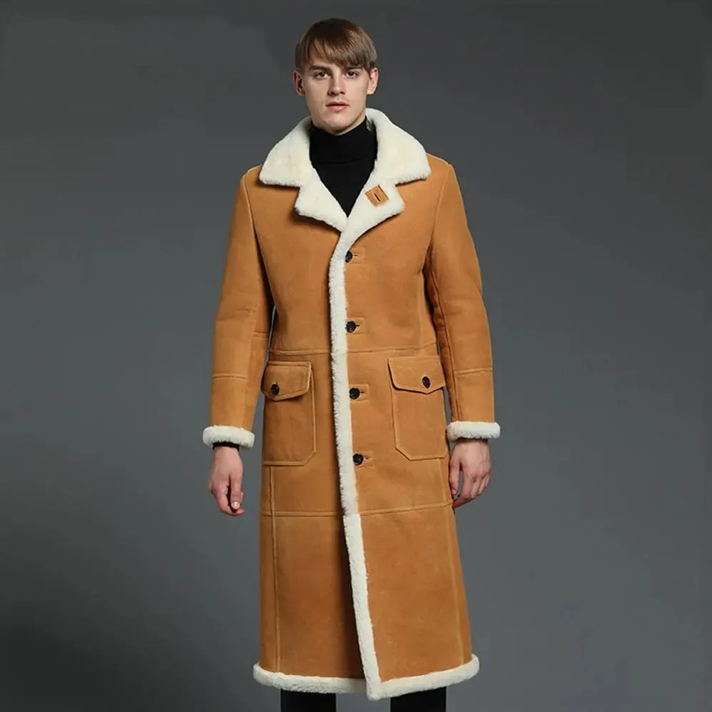 Men's B3 Shearling Jacket - Winter Windbreaker Long Warm Coat