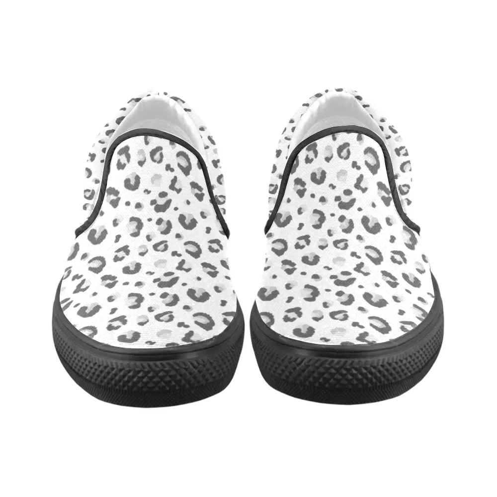 Men's Big Size Snow Leopard Print Slip-on Canvas Shoes