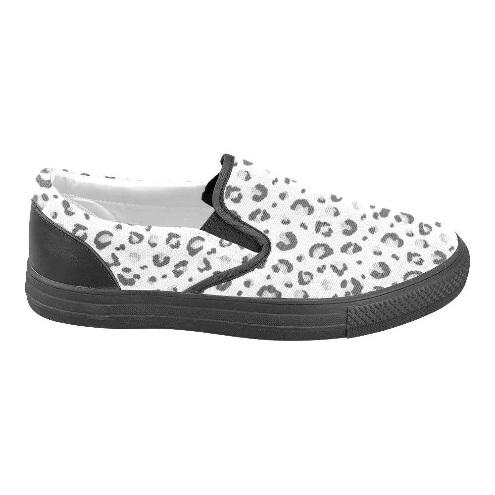 Men's Big Size Snow Leopard Print Slip-on Canvas Shoes