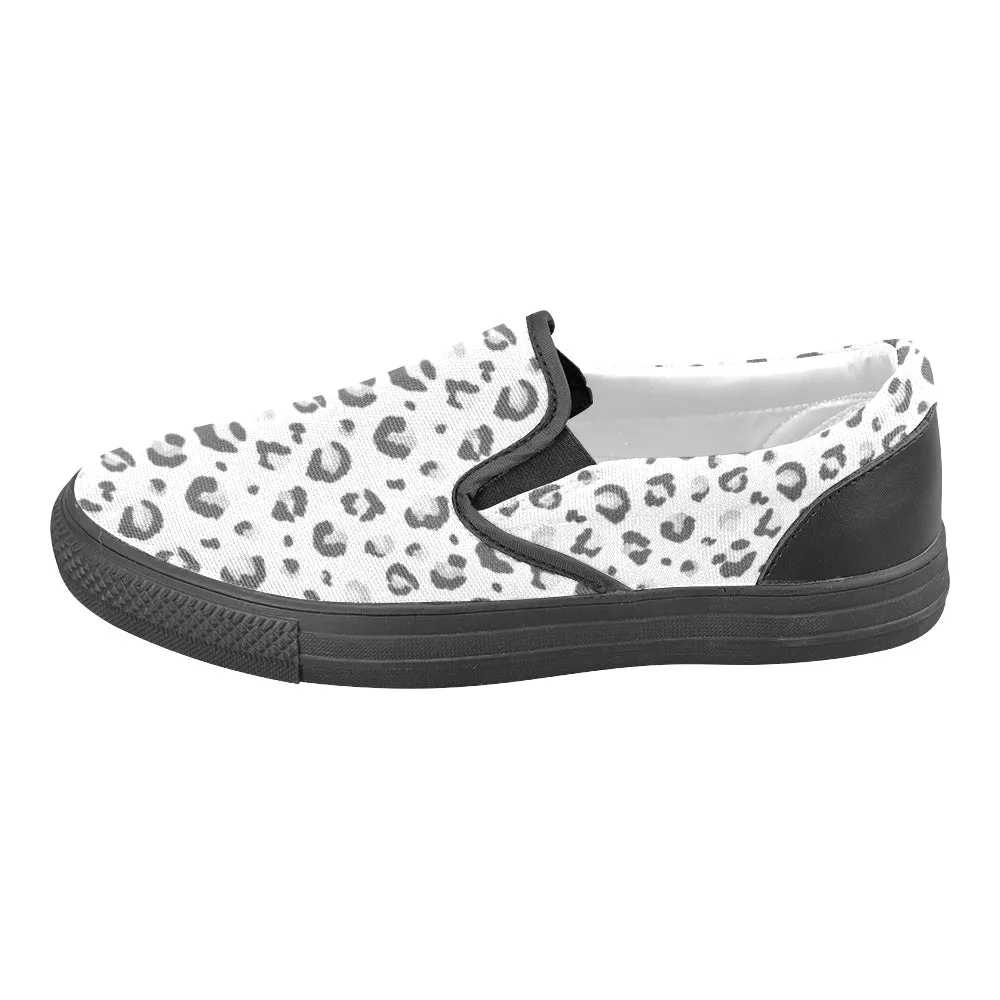 Men's Big Size Snow Leopard Print Slip-on Canvas Shoes