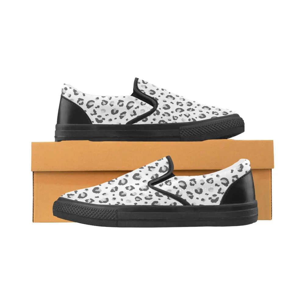 Men's Big Size Snow Leopard Print Slip-on Canvas Shoes