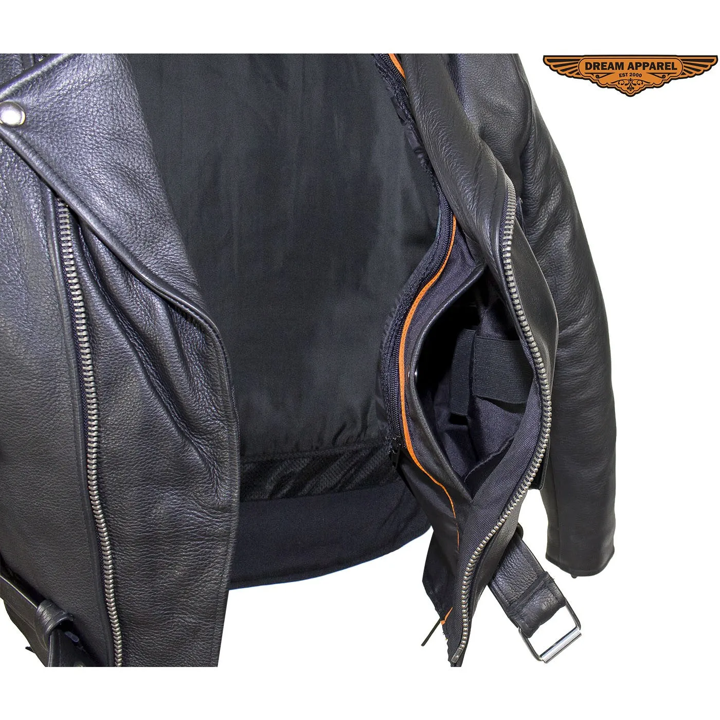 Mens Classic Style Motorcycle Jacket With Side Laces