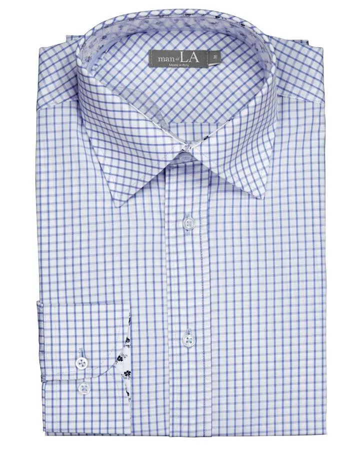 Mens Cotton Blue Check Shirt