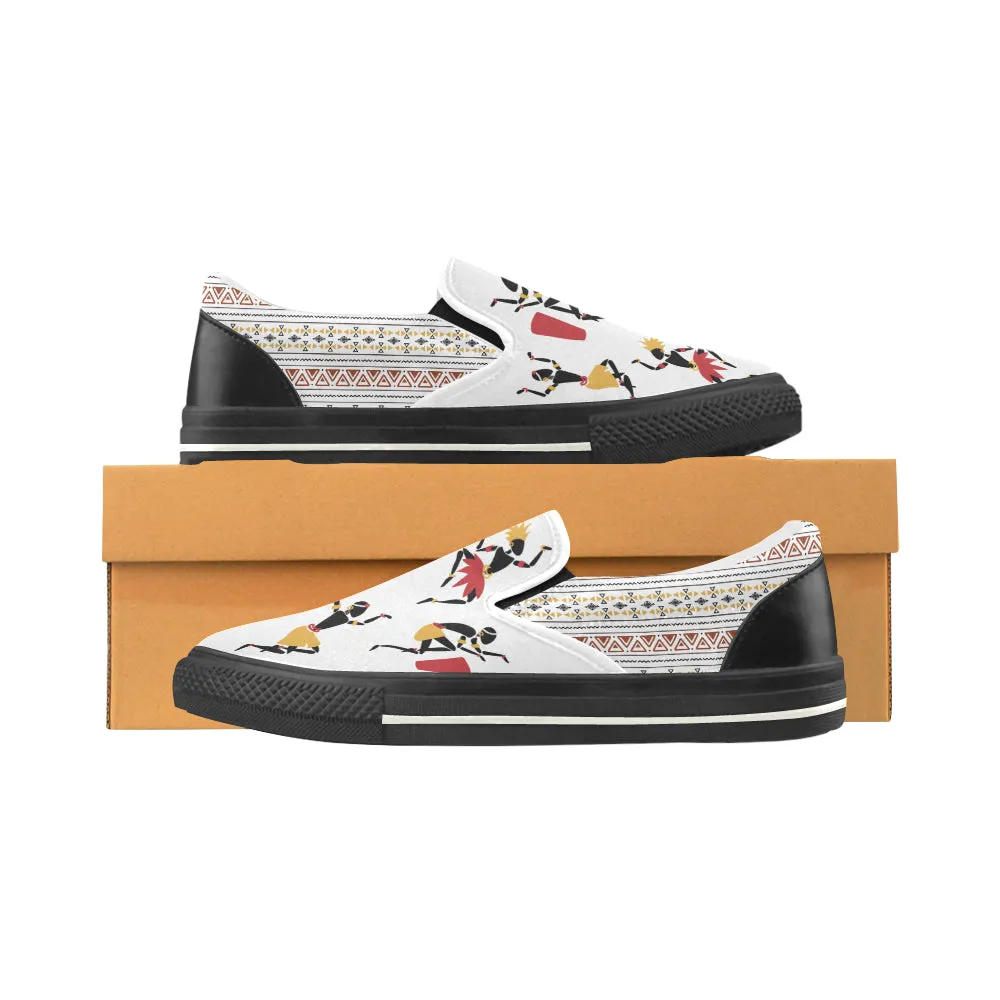 Men's Dancing Silhouette Tribal Print Slip-on Canvas Shoes