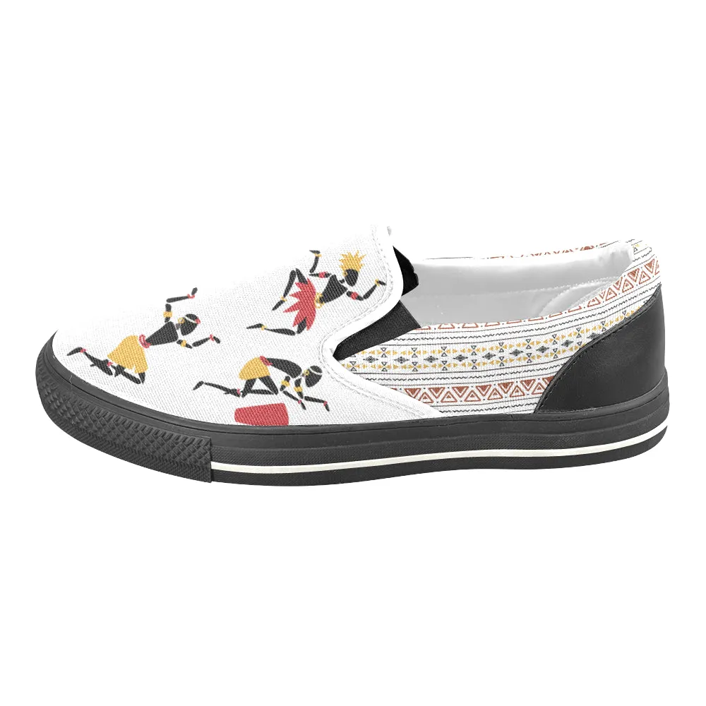 Men's Dancing Silhouette Tribal Print Slip-on Canvas Shoes