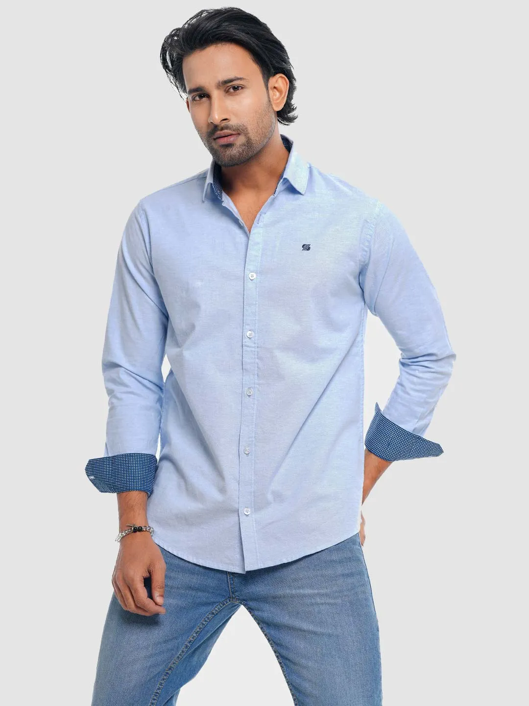 Men's Full Sleeve Shirt in Light Sky