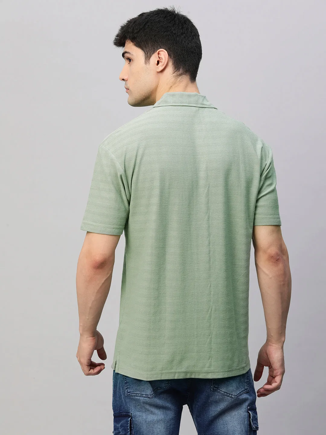 Mens Half Sleeve Resort Shirt - Mint Green