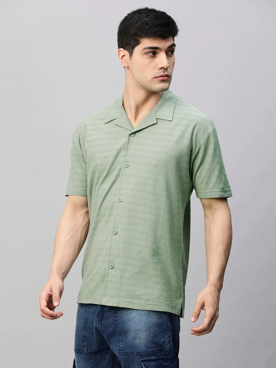 Mens Half Sleeve Resort Shirt - Mint Green