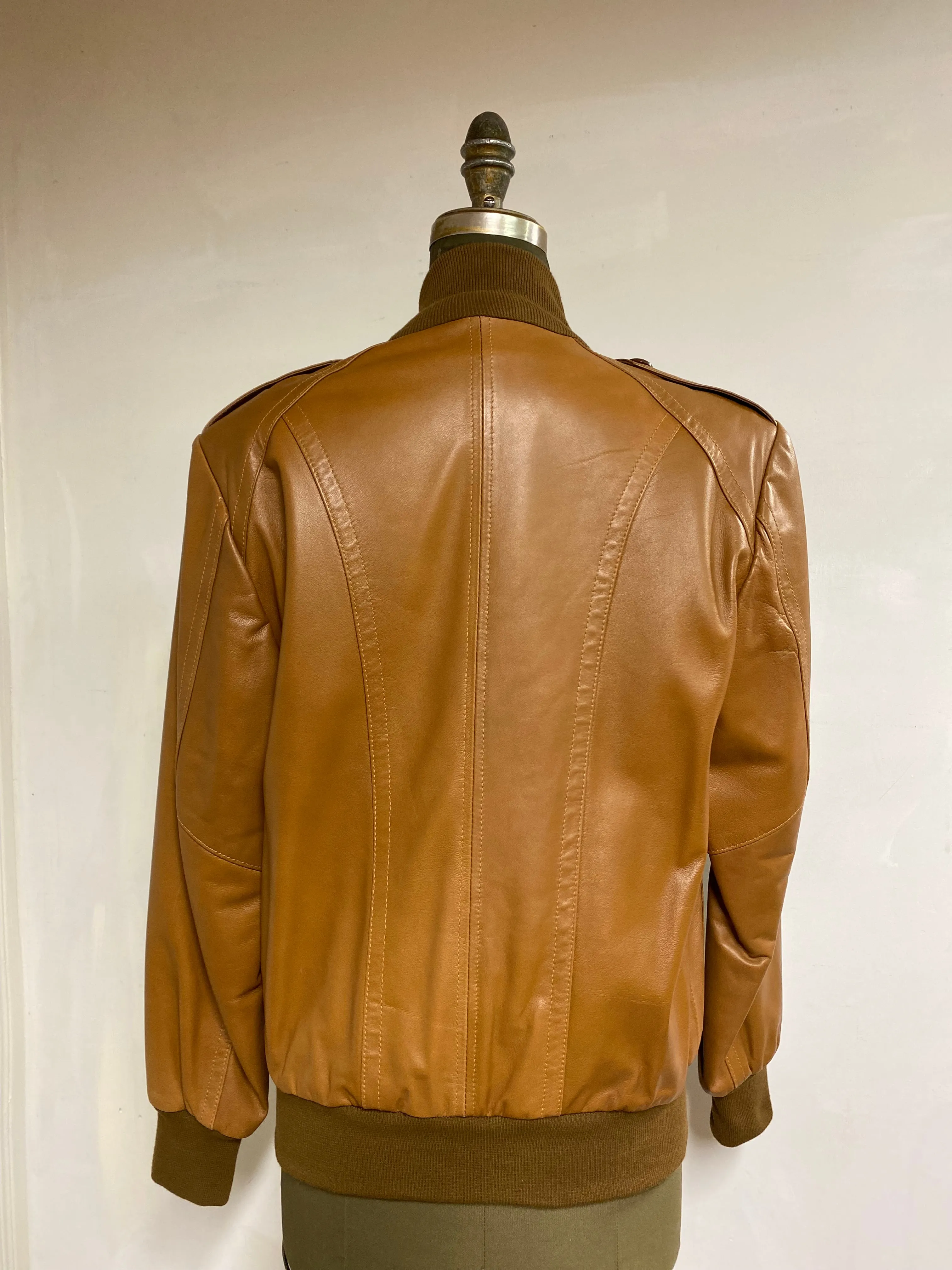 Men's Leather Bomber Jacket- Style #AB121-2-BJ