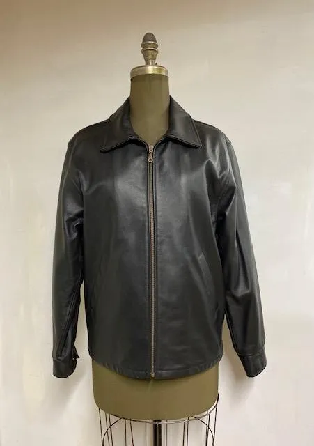 Men's Leather Car Coat- Style #AB114ZJ