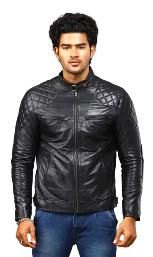 MENS LEATHER JACKET 41002 (BLACK)