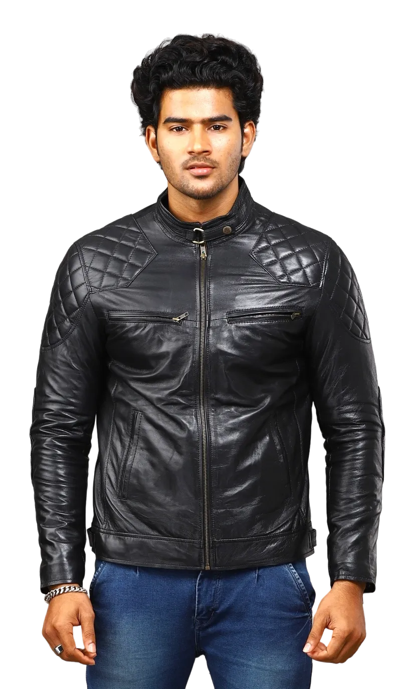 MENS LEATHER JACKET 41002 (BLACK)