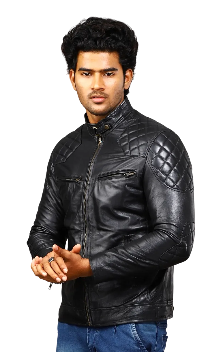 MENS LEATHER JACKET 41002 (BLACK)