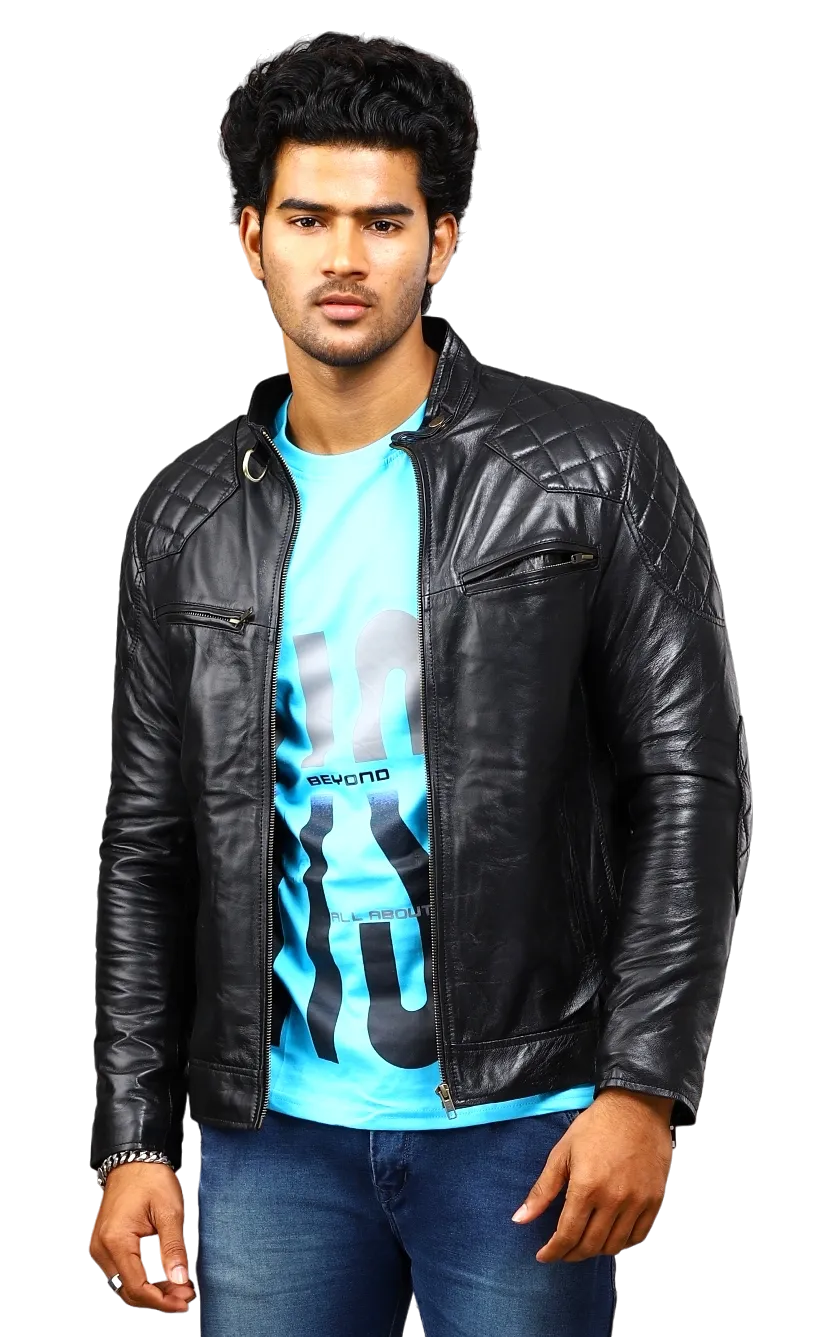 MENS LEATHER JACKET 41002 (BLACK)