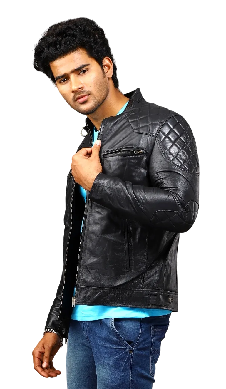 MENS LEATHER JACKET 41002 (BLACK)