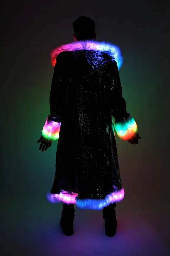 Men's LED Sequin King Coat in "Black/ White"