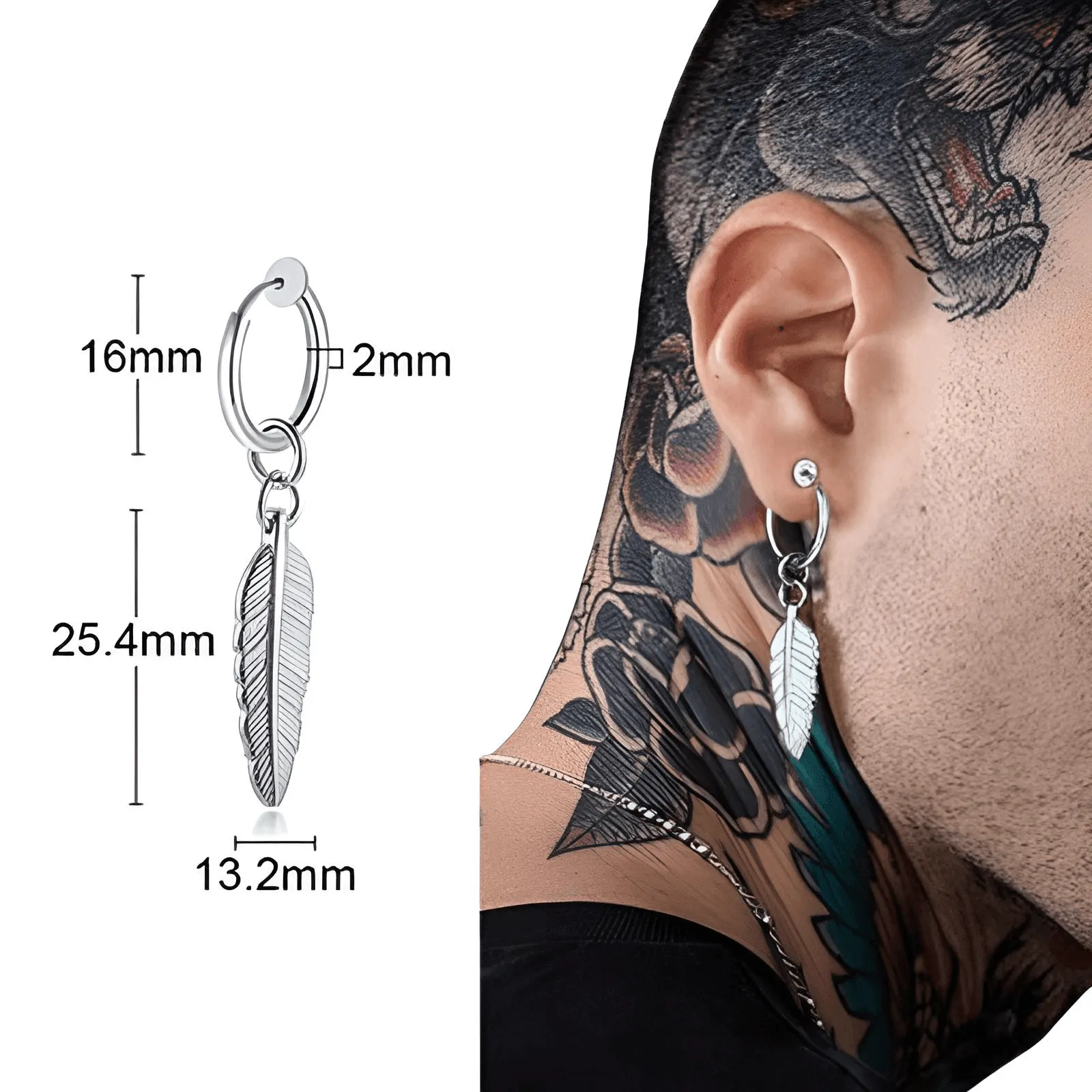 Men's Long Chain Cuff Earrings