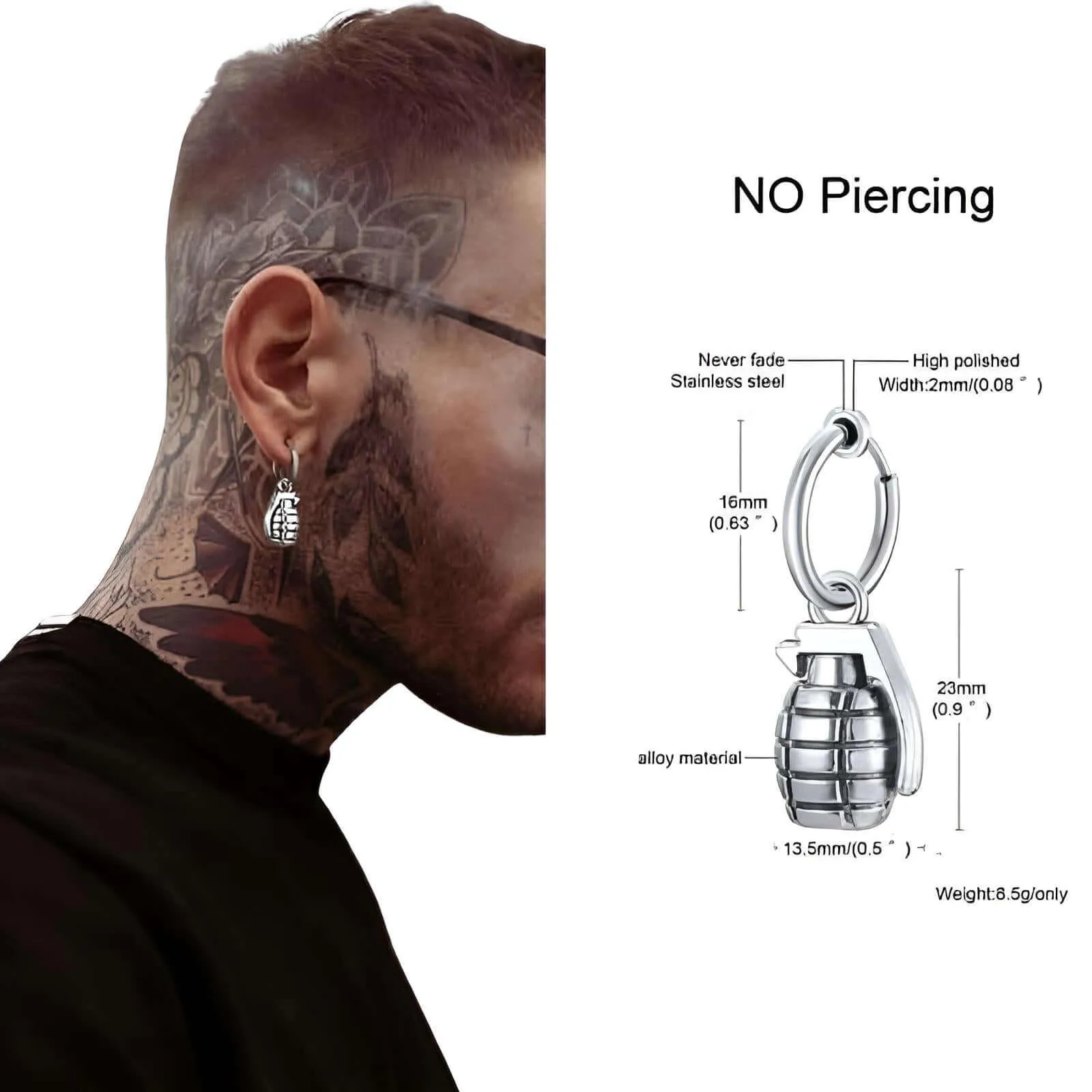 Men's Long Chain Cuff Earrings