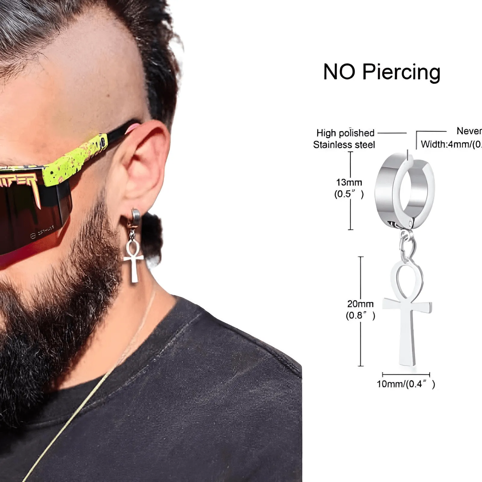 Men's Long Chain Cuff Earrings