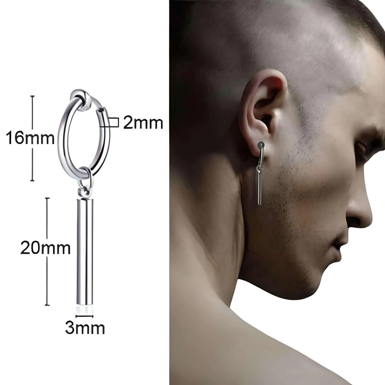 Men's Long Chain Cuff Earrings