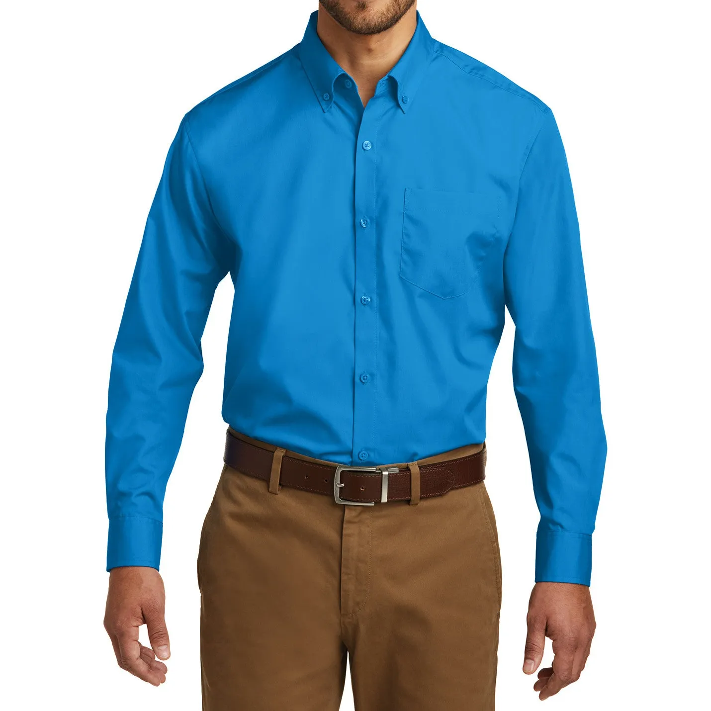 Men's Long Sleeve Carefree Poplin Shirt