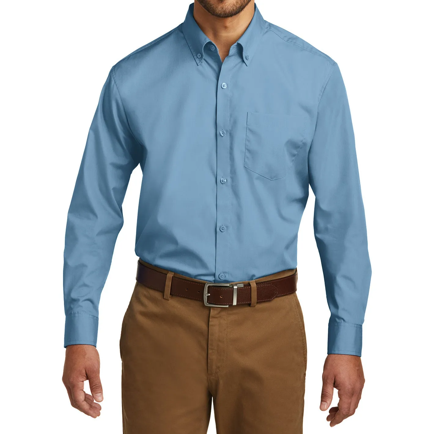 Men's Long Sleeve Carefree Poplin Shirt