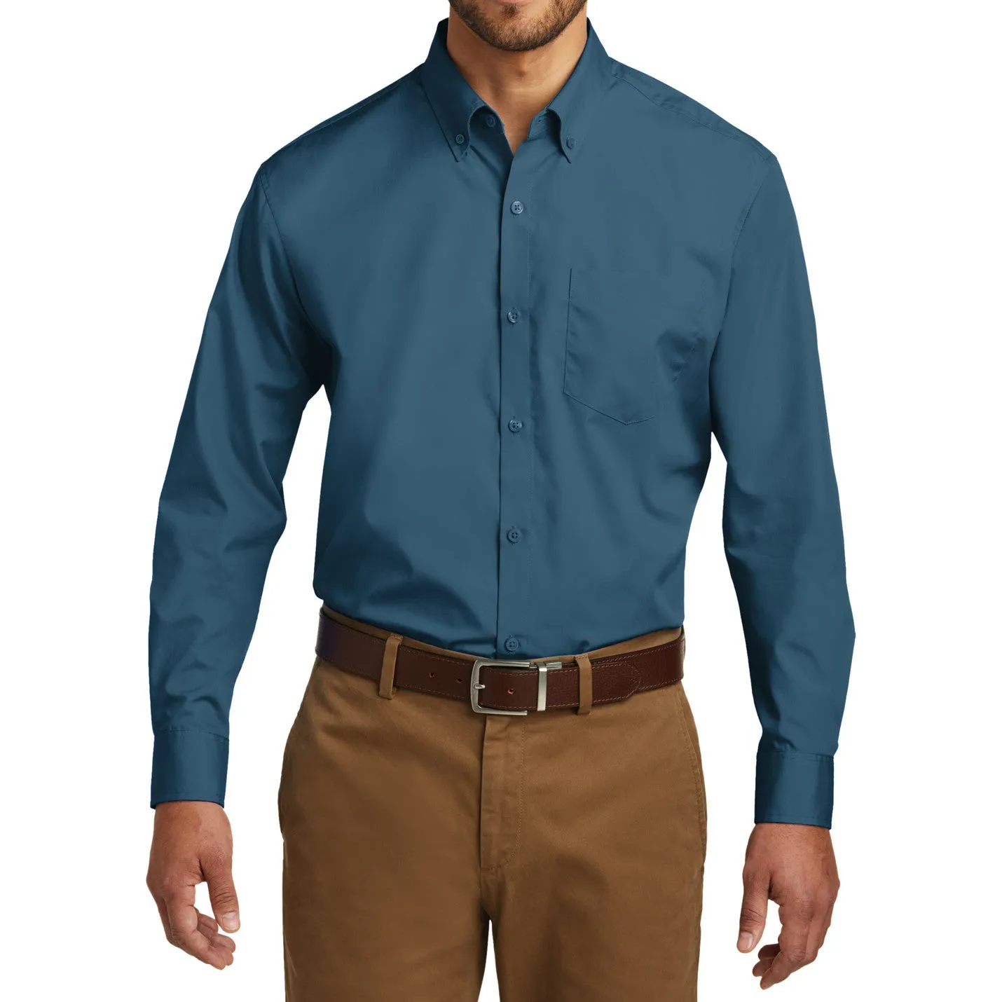 Men's Long Sleeve Carefree Poplin Shirt