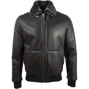 Men's Shearling Leather Pilot Aviator Bomber Jacket