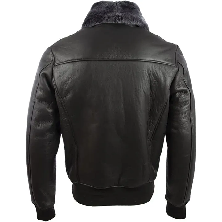 Men's Shearling Leather Pilot Aviator Bomber Jacket