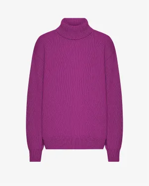 Merino Wool Turtleneck - Magenta Blaze