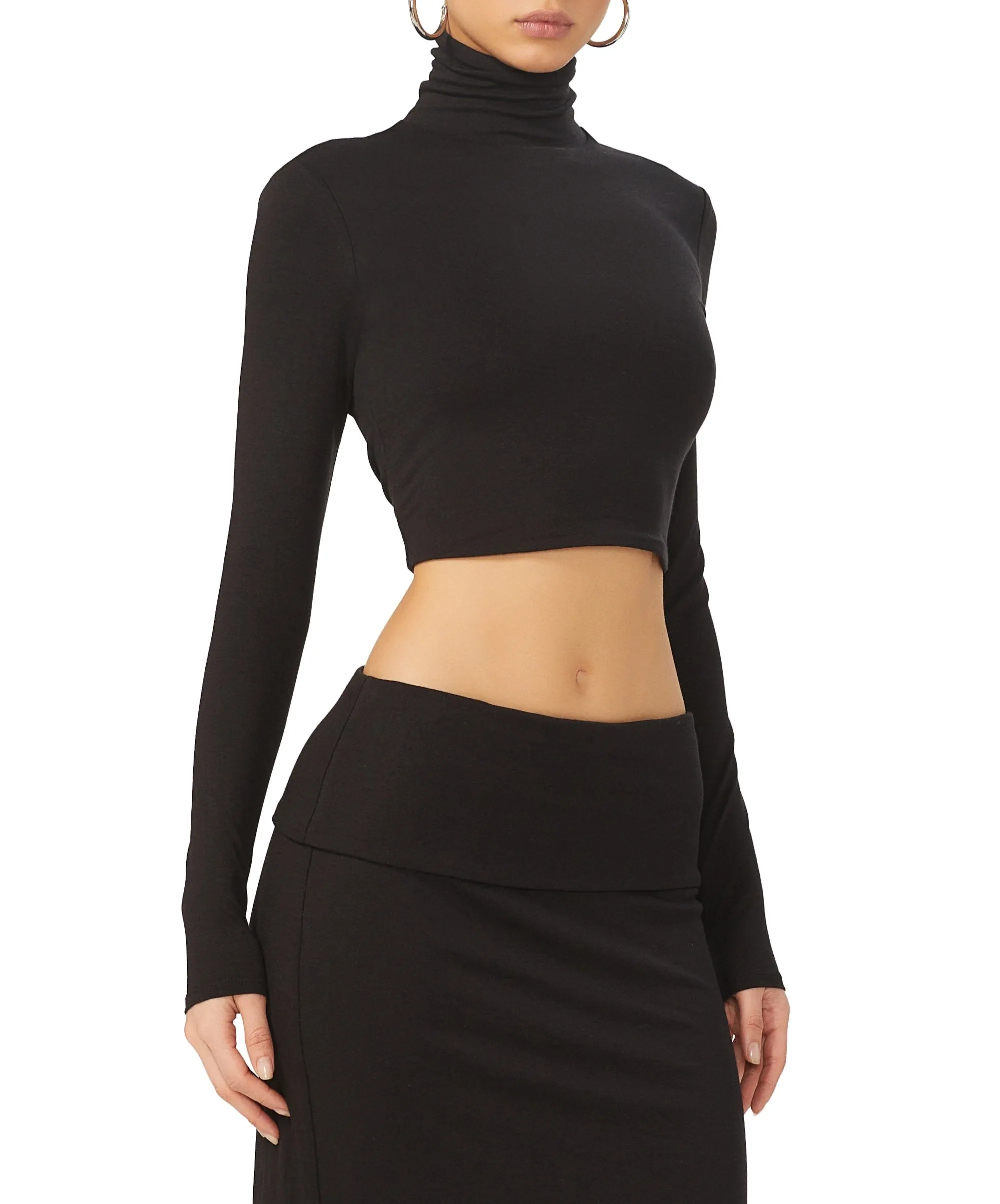 Micaela Crop Turtleneck - Noir