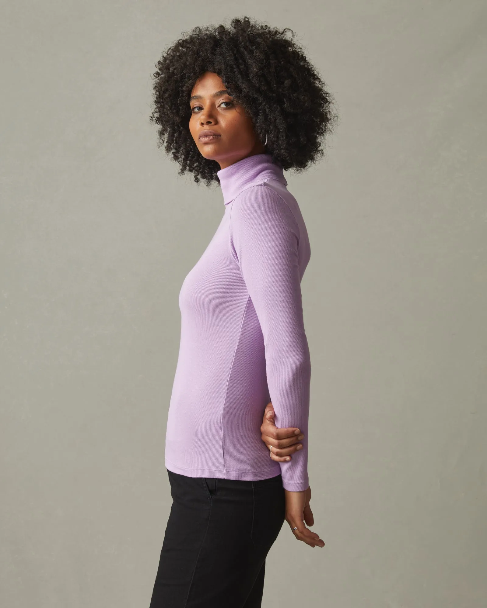 Micro Rib Turtleneck - Light Violet