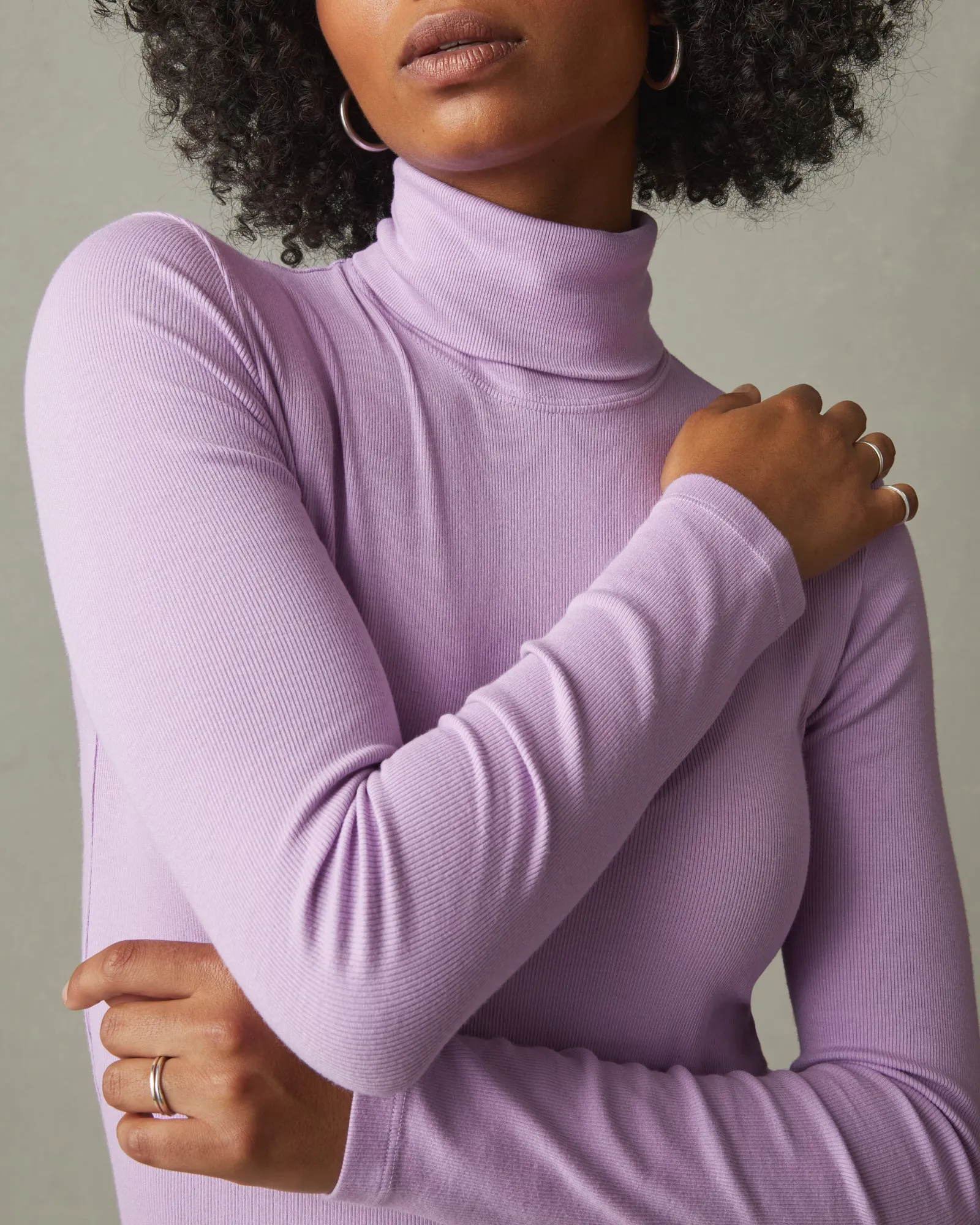 Micro Rib Turtleneck - Light Violet