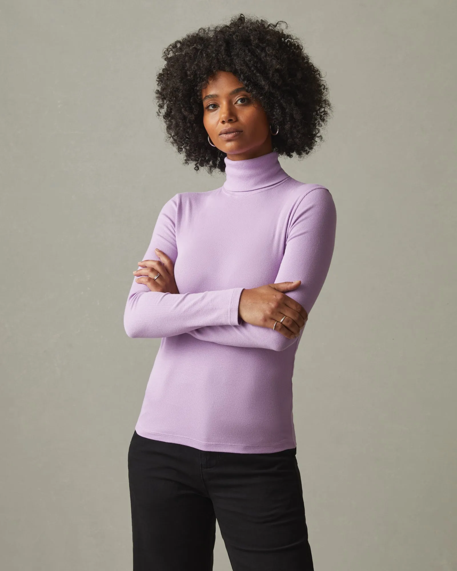 Micro Rib Turtleneck - Light Violet