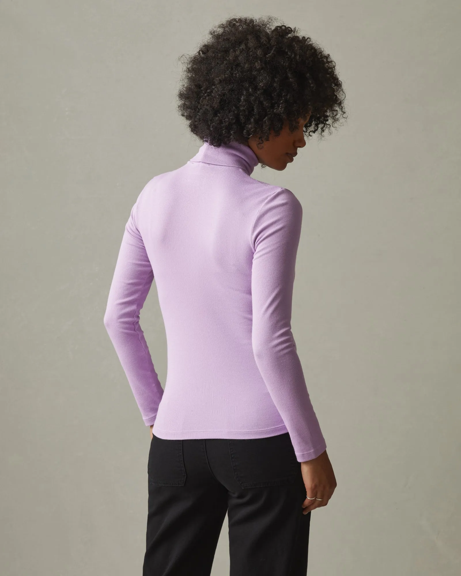 Micro Rib Turtleneck - Light Violet