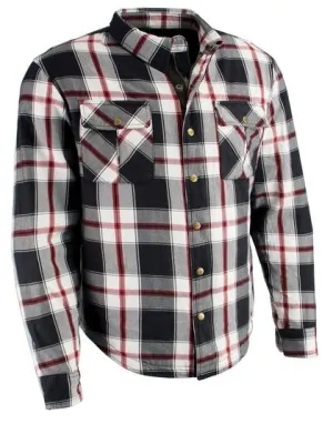 Milwaukee Performance MPM1625 Men's Armored Checkered Flannel Shirt with Aramid® by DuPont™ Fibers-White/Red/Black